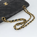 CHANEL Matelasse Chain Bag Lamb Skin Paris Limited Black Gold CC Auth 194926SAM-7