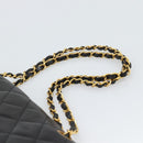 CHANEL Matelasse Chain Bag Lamb Skin Paris Limited Black Gold CC Auth 194926SAM-14