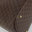 CELINE Macadam Hand Bag PVC Leather 2way Brown Gold Tone Auth 194929V-13