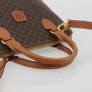 CELINE Macadam Hand Bag PVC Leather 2way Brown Gold Tone Auth 194929V-7