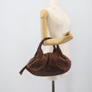 FENDI Spy Bag Leather Brown Gold Auth 194937A-21