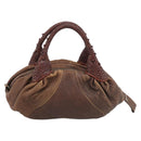 FENDI Spy Bag Leather Brown Gold Auth 194937A-3