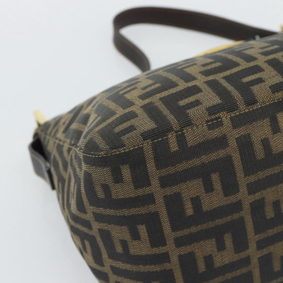 FENDI Zucca Canvas Mamma Baguette Shoulder Bag Brown Black Auth 194939V