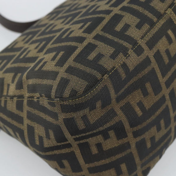 FENDI Zucca Canvas Mamma Baguette Shoulder Bag Brown Black Auth 194939V