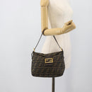 FENDI Zucca Canvas Mamma Baguette Shoulder Bag Brown Black Auth 194939V-22