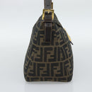 FENDI Zucca Canvas Mamma Baguette Shoulder Bag Brown Black Auth 194939V-4