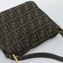 FENDI Zucca Canvas Mamma Baguette Shoulder Bag Brown Black Auth 194939V-6