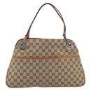 GUCCI GG Canvas Hand Bag Silver Beige 121023 Auth 194941V-2