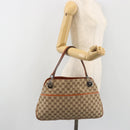 GUCCI GG Canvas Hand Bag Silver Beige 121023 Auth 194941V-23