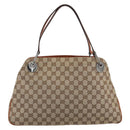 GUCCI GG Canvas Hand Bag Silver Beige 121023 Auth 194941V-3