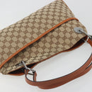 GUCCI GG Canvas Hand Bag Silver Beige 121023 Auth 194941V-6