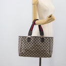 GUCCI GG Canvas Sherry Line Tote Bag Navy Silver 145758 Auth 194942A-22