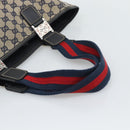 GUCCI GG Canvas Sherry Line Tote Bag Navy Silver 145758 Auth 194942A-7