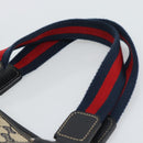 GUCCI GG Canvas Sherry Line Tote Bag Navy Silver 145758 Auth 194942A-8