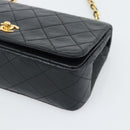CHANEL Matelasse Chain Shoulder Bag Lamb Skin Black Gold CC Auth 194950V-10