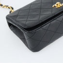 CHANEL Matelasse Chain Shoulder Bag Lamb Skin Black Gold CC Auth 194950V-11