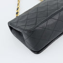 CHANEL Matelasse Chain Shoulder Bag Lamb Skin Black Gold CC Auth 194950V-13