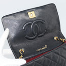CHANEL Matelasse Chain Shoulder Bag Lamb Skin Black Gold CC Auth 194950V-14