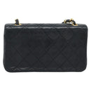 CHANEL Matelasse Chain Shoulder Bag Lamb Skin Black Gold CC Auth 194950V-3