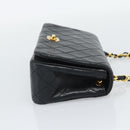 CHANEL Matelasse Chain Shoulder Bag Lamb Skin Black Gold CC Auth 194950V-5