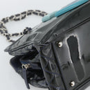 CHANEL Lip Stick Chain Tote Bag Patent Leather Black Silver CC Auth 194954-11