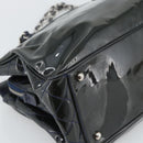 CHANEL Lip Stick Chain Tote Bag Patent Leather Black Silver CC Auth 194954-13