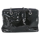 CHANEL Lip Stick Chain Tote Bag Patent Leather Black Silver CC Auth 194954-3
