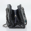 CHANEL Lip Stick Chain Tote Bag Patent Leather Black Silver CC Auth 194954-4