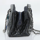 CHANEL Lip Stick Chain Tote Bag Patent Leather Black Silver CC Auth 194954-5