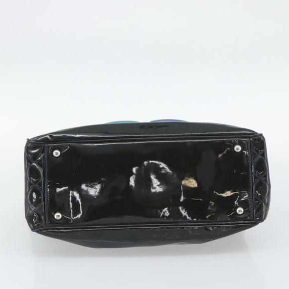 CHANEL Lip Stick Chain Tote Bag Patent Leather Black Silver CC Auth 194954