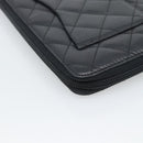 CHANEL Matelasse Cambon Line Long Wallet Leather Black Silver CC Auth 194957-11