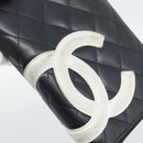 CHANEL Matelasse Cambon Line Long Wallet Leather Black Silver CC Auth 194957-12