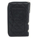 CHANEL Matelasse Cambon Line Long Wallet Leather Black Silver CC Auth 194957-3