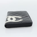 CHANEL Matelasse Cambon Line Long Wallet Leather Black Silver CC Auth 194957-7