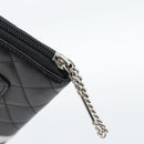 CHANEL Matelasse Cambon Line Long Wallet Leather Black Silver CC Auth 194958M-12