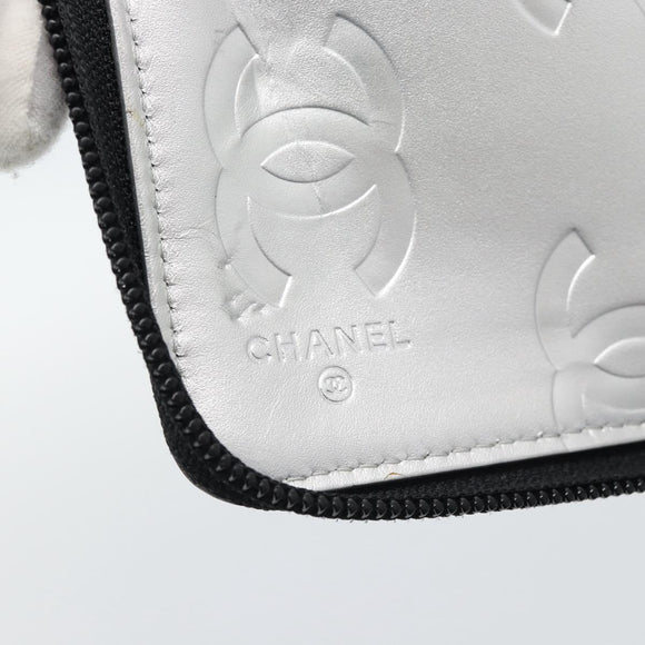 CHANEL Matelasse Cambon Line Long Wallet Leather Black Silver CC Auth 194958M