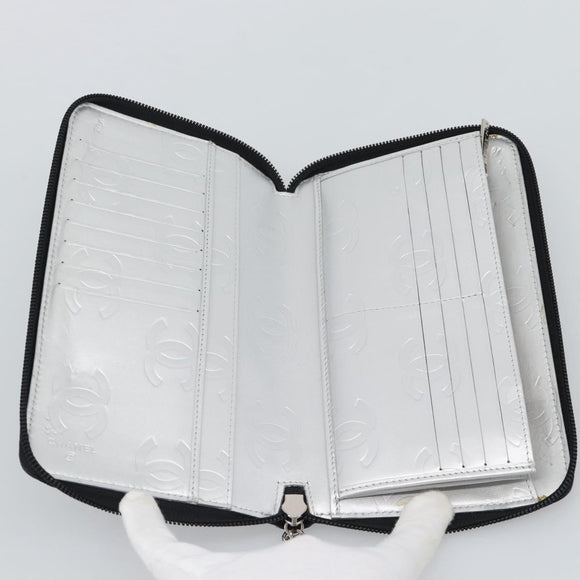 CHANEL Matelasse Cambon Line Long Wallet Leather Black Silver CC Auth 194958M