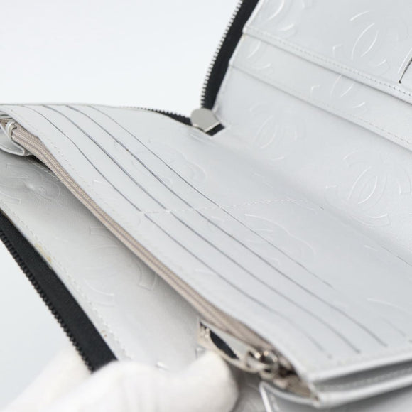 CHANEL Matelasse Cambon Line Long Wallet Leather Black Silver CC Auth 194958M