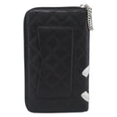 CHANEL Matelasse Cambon Line Long Wallet Leather Black Silver CC Auth 194958M-3