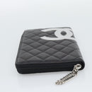 CHANEL Matelasse Cambon Line Long Wallet Leather Black Silver CC Auth 194958M-6
