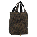 FENDI Zucca Canvas Hand Bag Black Brown Auth 194961A-1