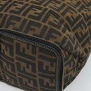 FENDI Zucca Canvas Hand Bag Black Brown Auth 194961A-10