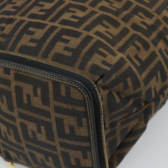 FENDI Zucca Canvas Hand Bag Black Brown Auth 194961A