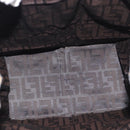 FENDI Zucca Canvas Hand Bag Black Brown Auth 194961A-14