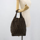 FENDI Zucca Canvas Hand Bag Black Brown Auth 194961A-17