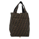 FENDI Zucca Canvas Hand Bag Black Brown Auth 194961A-2