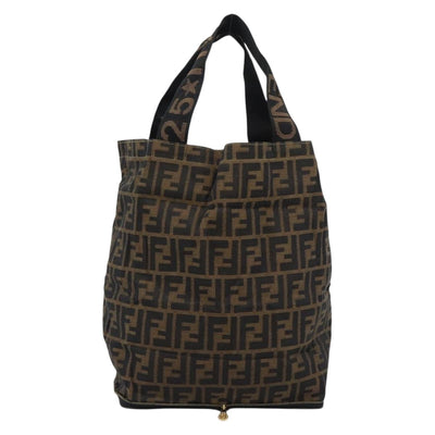 FENDI Zucca Canvas Hand Bag Black Brown Auth 194961A - 0