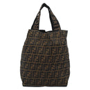 FENDI Zucca Canvas Hand Bag Black Brown Auth 194961A-3