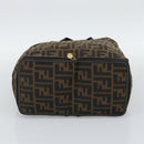 FENDI Zucca Canvas Hand Bag Black Brown Auth 194961A-9