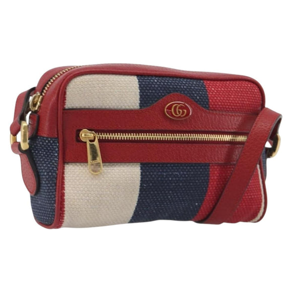 GUCCI Ofidia Shoulder Bag Canvas Red Gold 517350 Auth 194980A